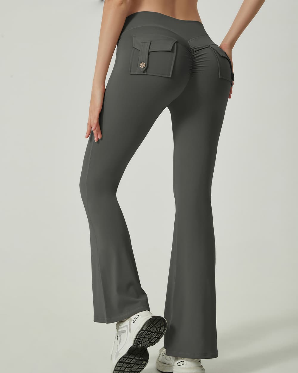 Butt-Lifting Back Pockets Wide Leg Athletic Yoga Flare Leggings