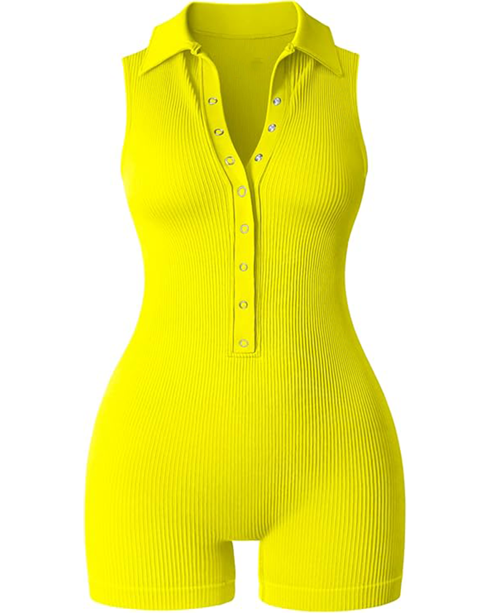 Yvyvlolo Women Ribbed V Neck Sleeveless Stretch Tummy Control Yoga Workout Jumpsuits Rompers