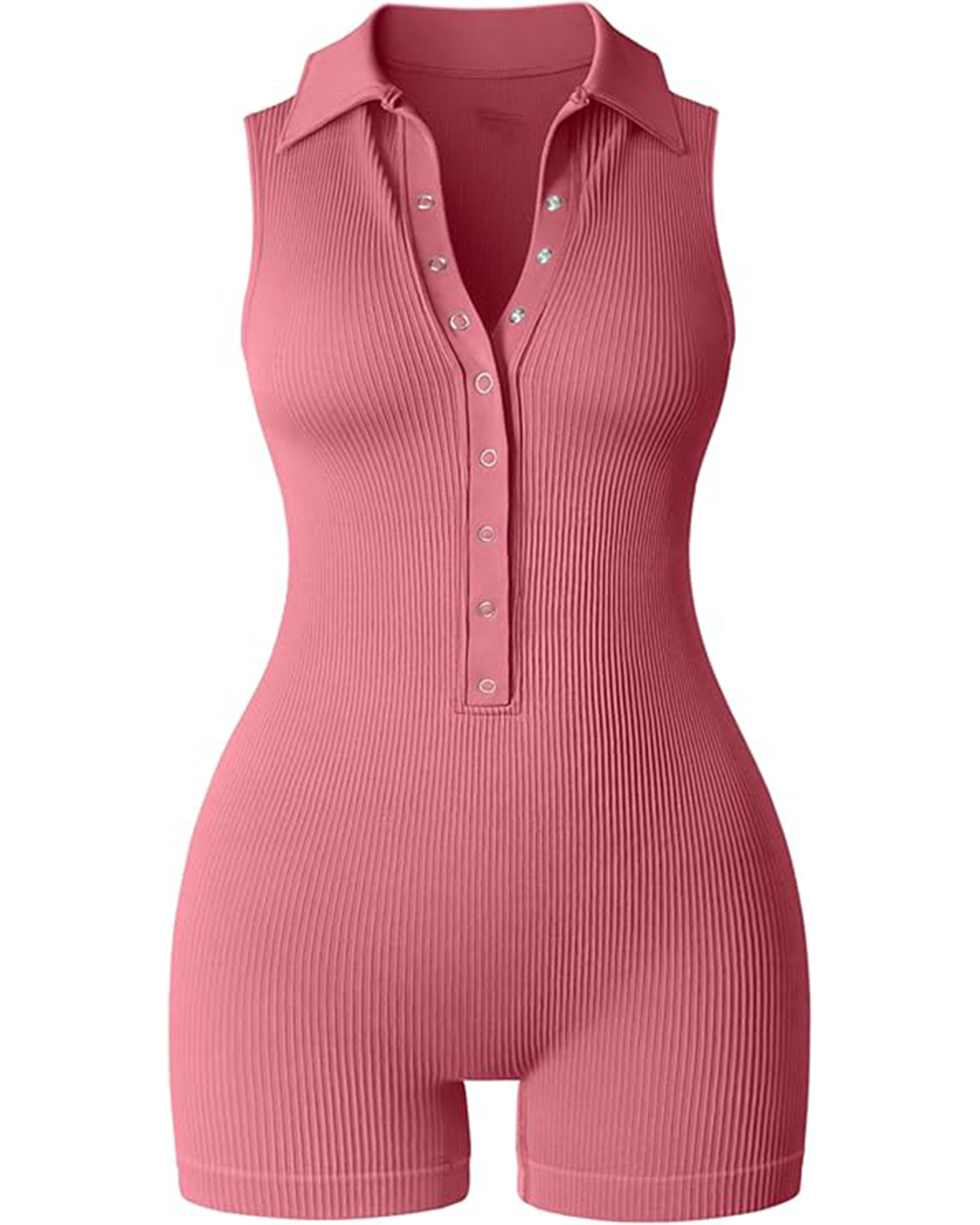 Yvyvlolo Women Ribbed V Neck Sleeveless Stretch Tummy Control Yoga Workout Jumpsuits Rompers