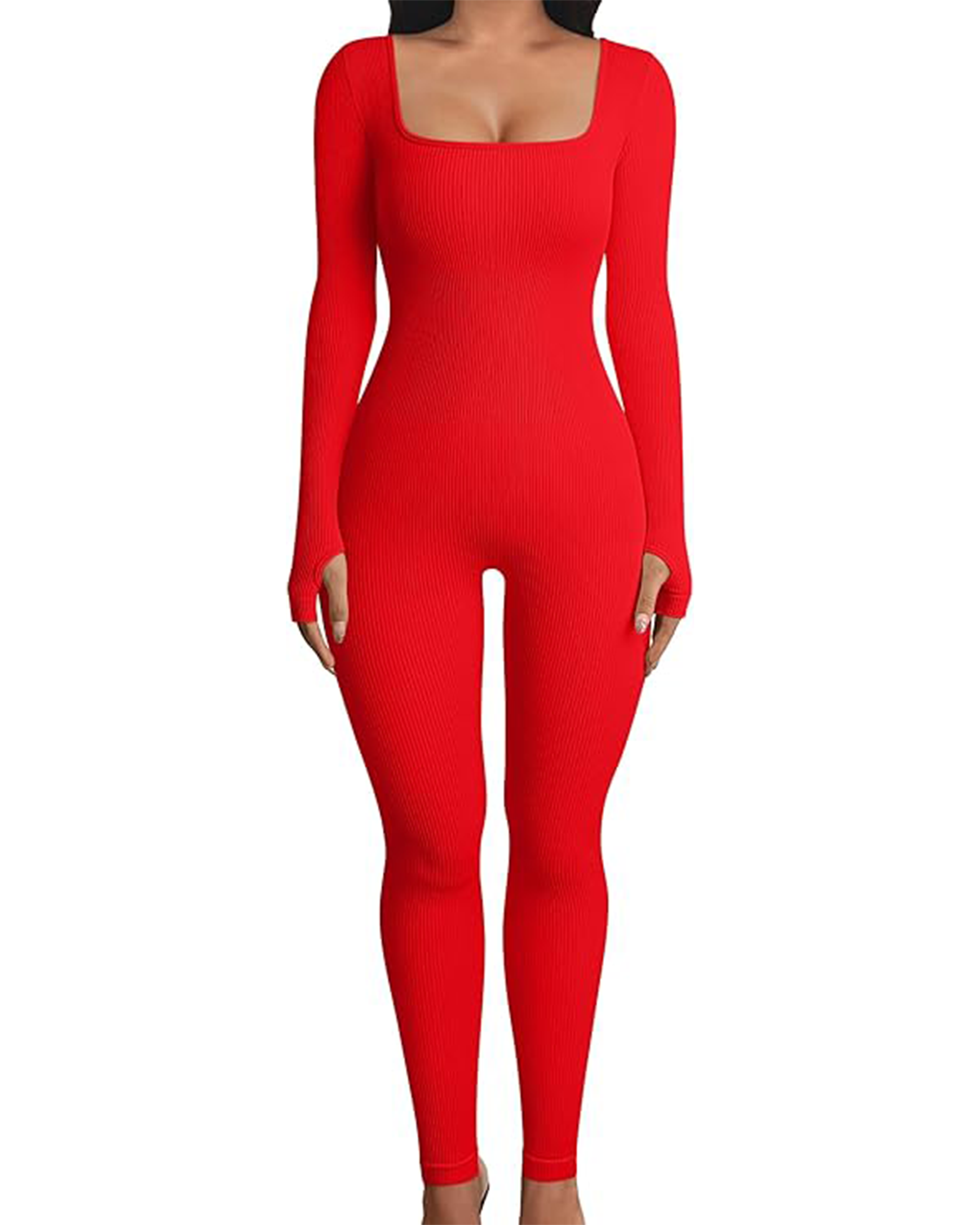 Yvyvlolo Women Long Sleeve Ribbed Yoga Workout Jumpsuits