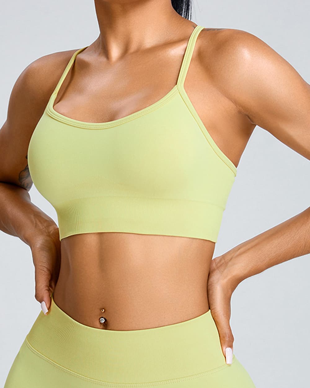 Yvyvlolo Seamless Shockproof Quick Dry Gathering Sports Bra