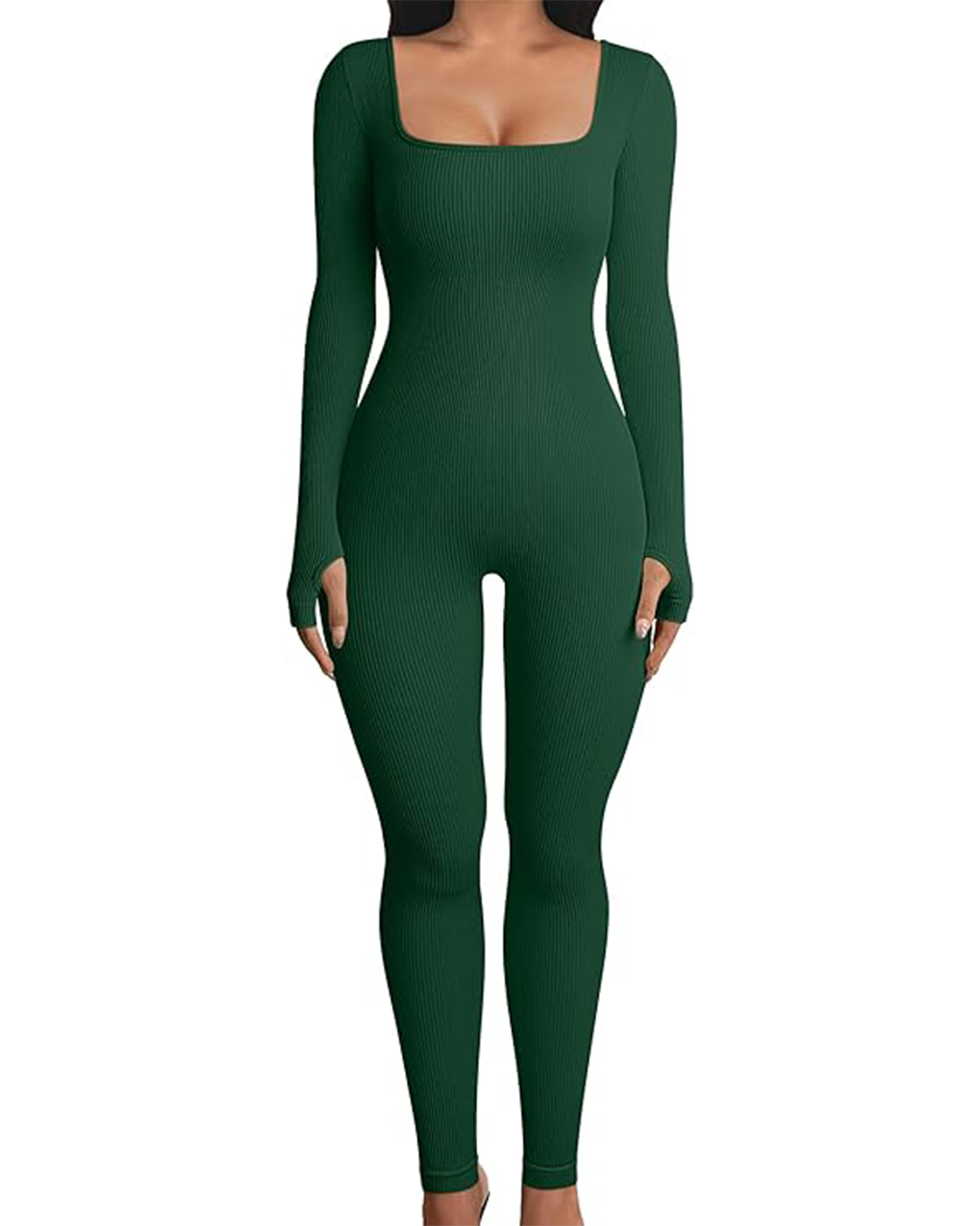 Yvyvlolo Women Long Sleeve Ribbed Yoga Workout Jumpsuits