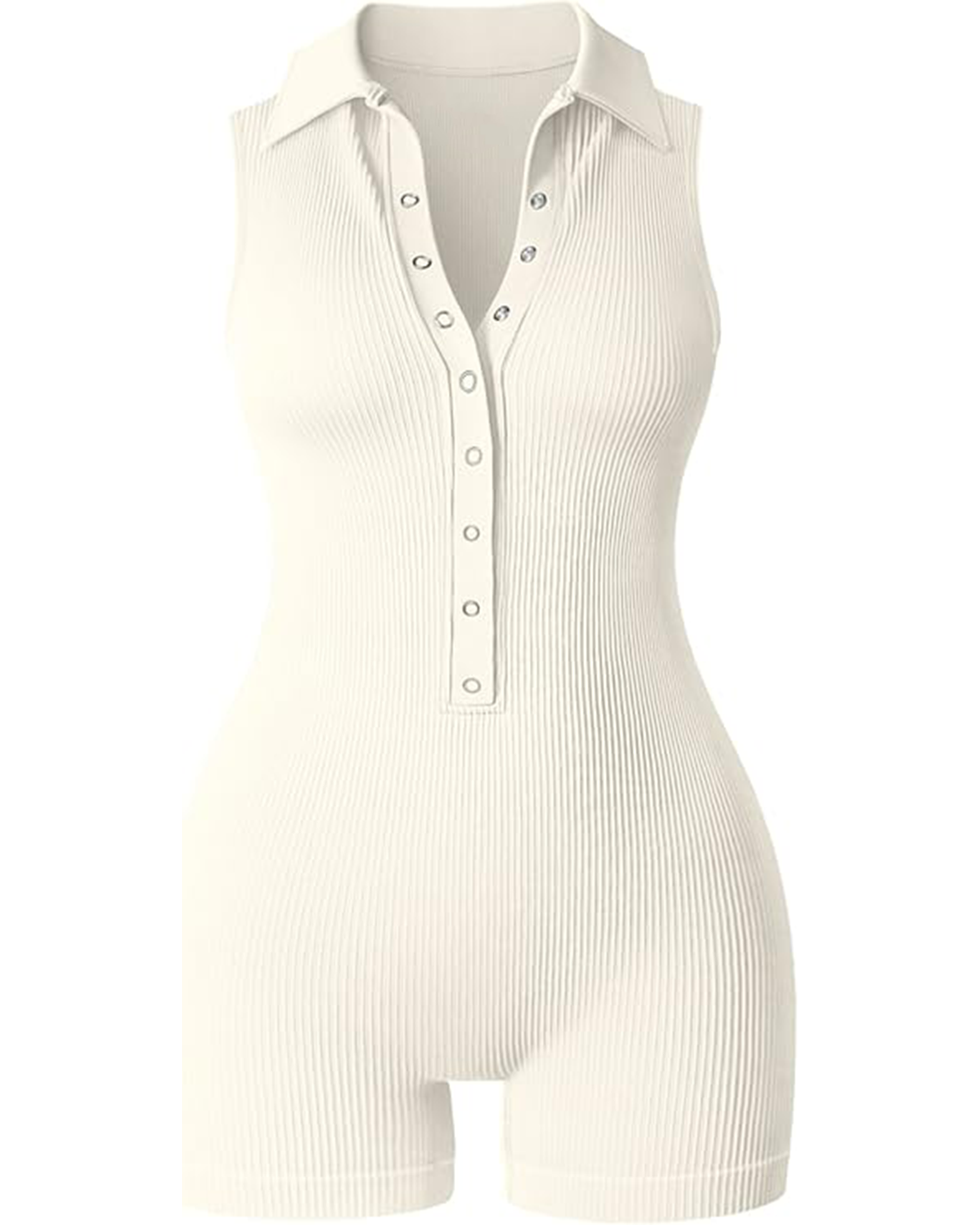 Yvyvlolo Women Ribbed V Neck Sleeveless Stretch Tummy Control Yoga Workout Jumpsuits Rompers