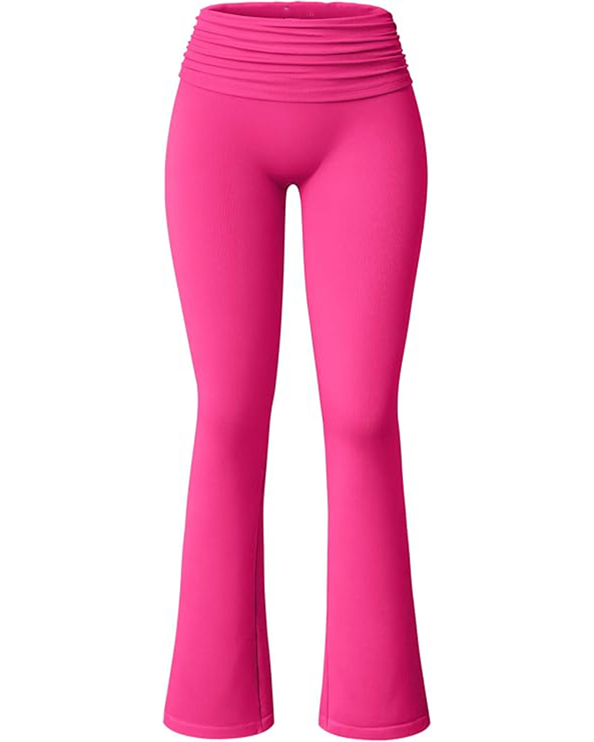 Yvyvlolo Women's Flared Stretch High Waist Fold Over Ruched Casual Workout Yoga Leggings