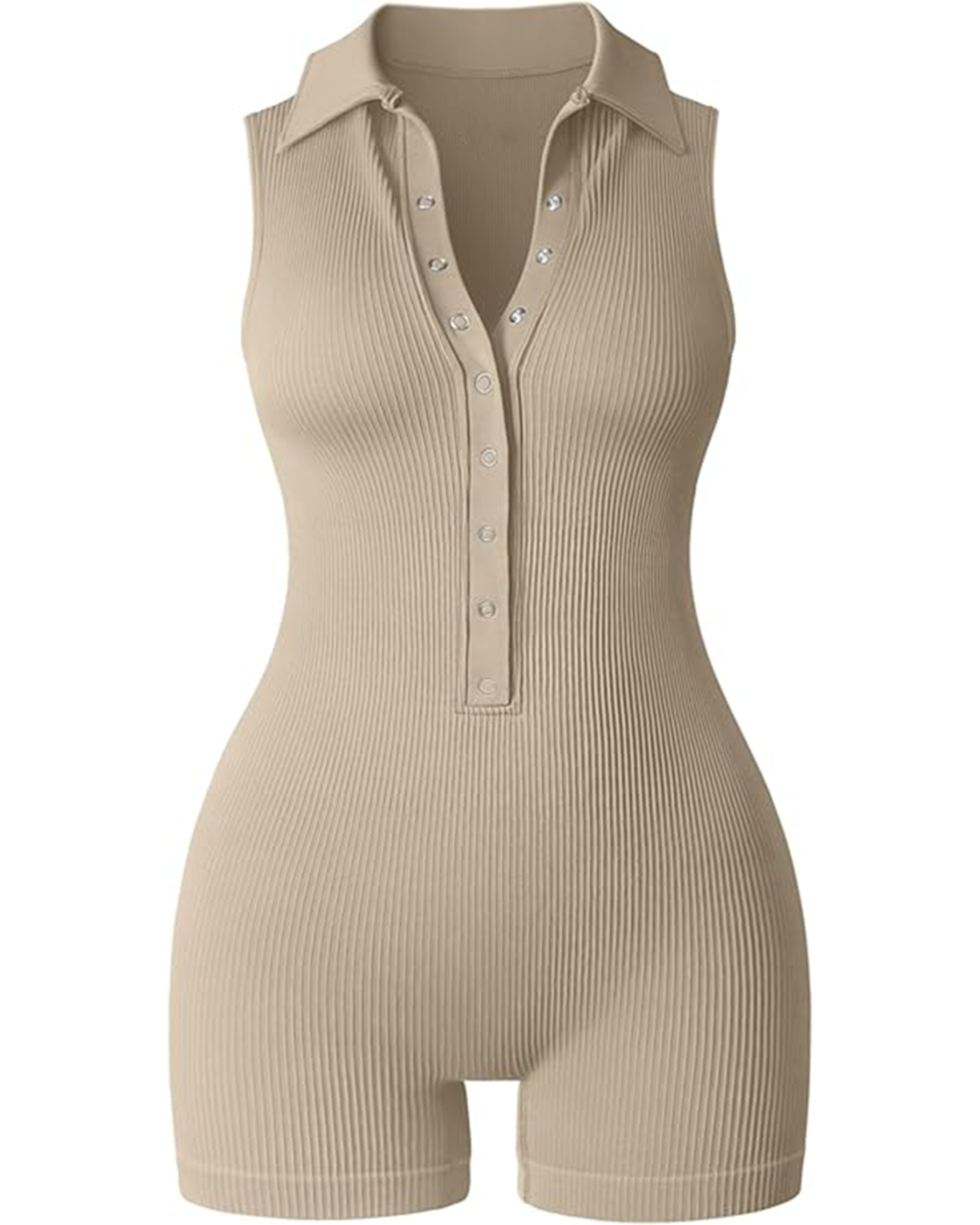 Yvyvlolo Women Ribbed V Neck Sleeveless Stretch Tummy Control Yoga Workout Jumpsuits Rompers