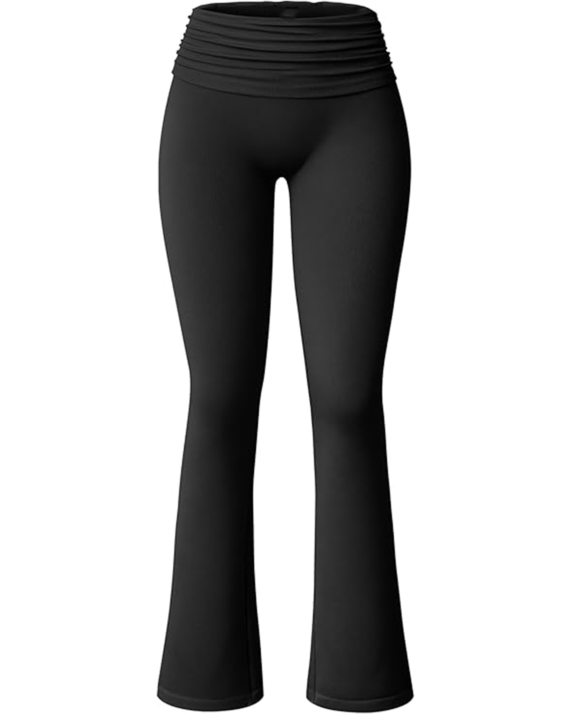 Yvyvlolo Women's Flared Stretch High Waist Fold Over Ruched Casual Workout Yoga Leggings