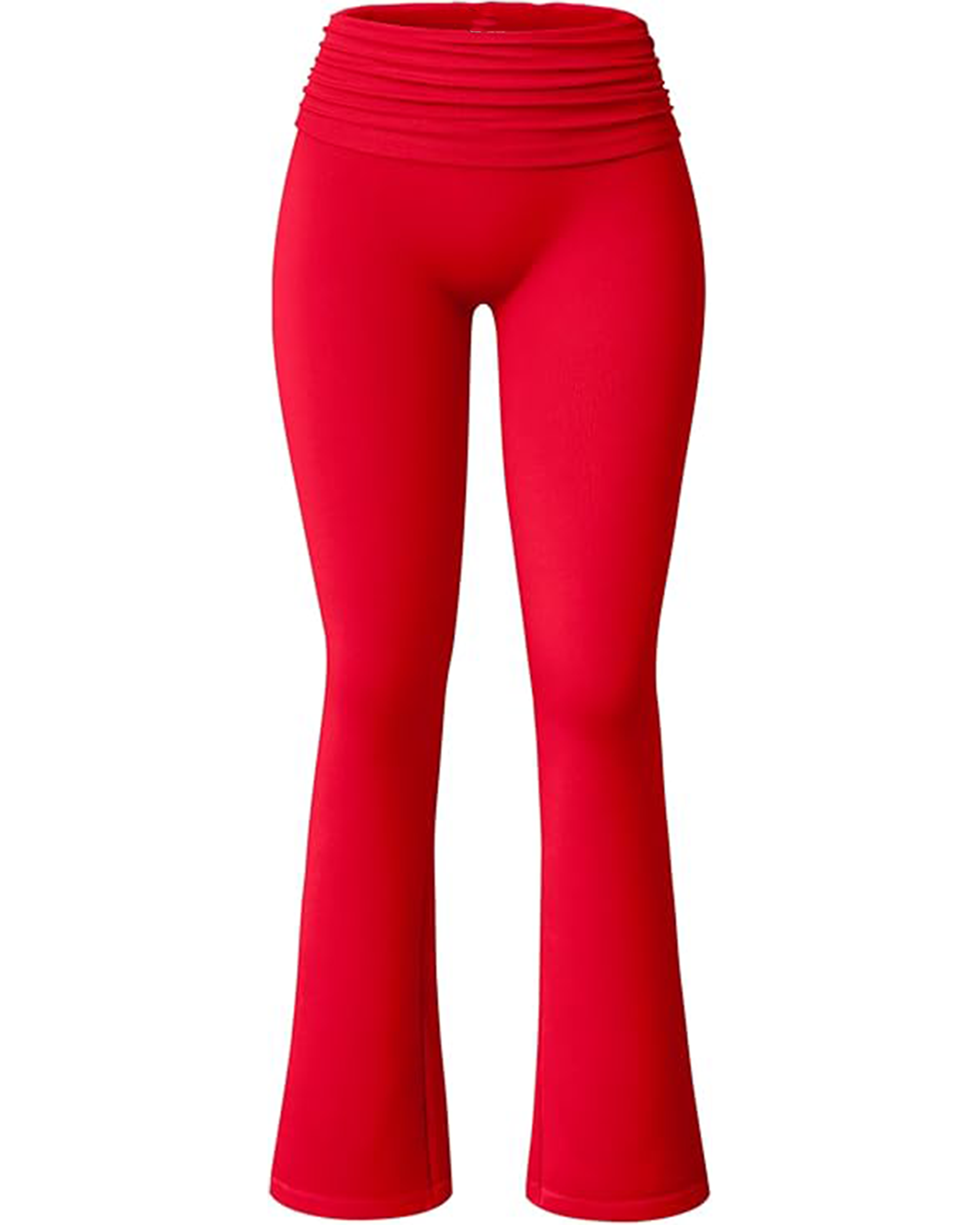 Yvyvlolo Women's Flared Stretch High Waist Fold Over Ruched Casual Workout Yoga Leggings