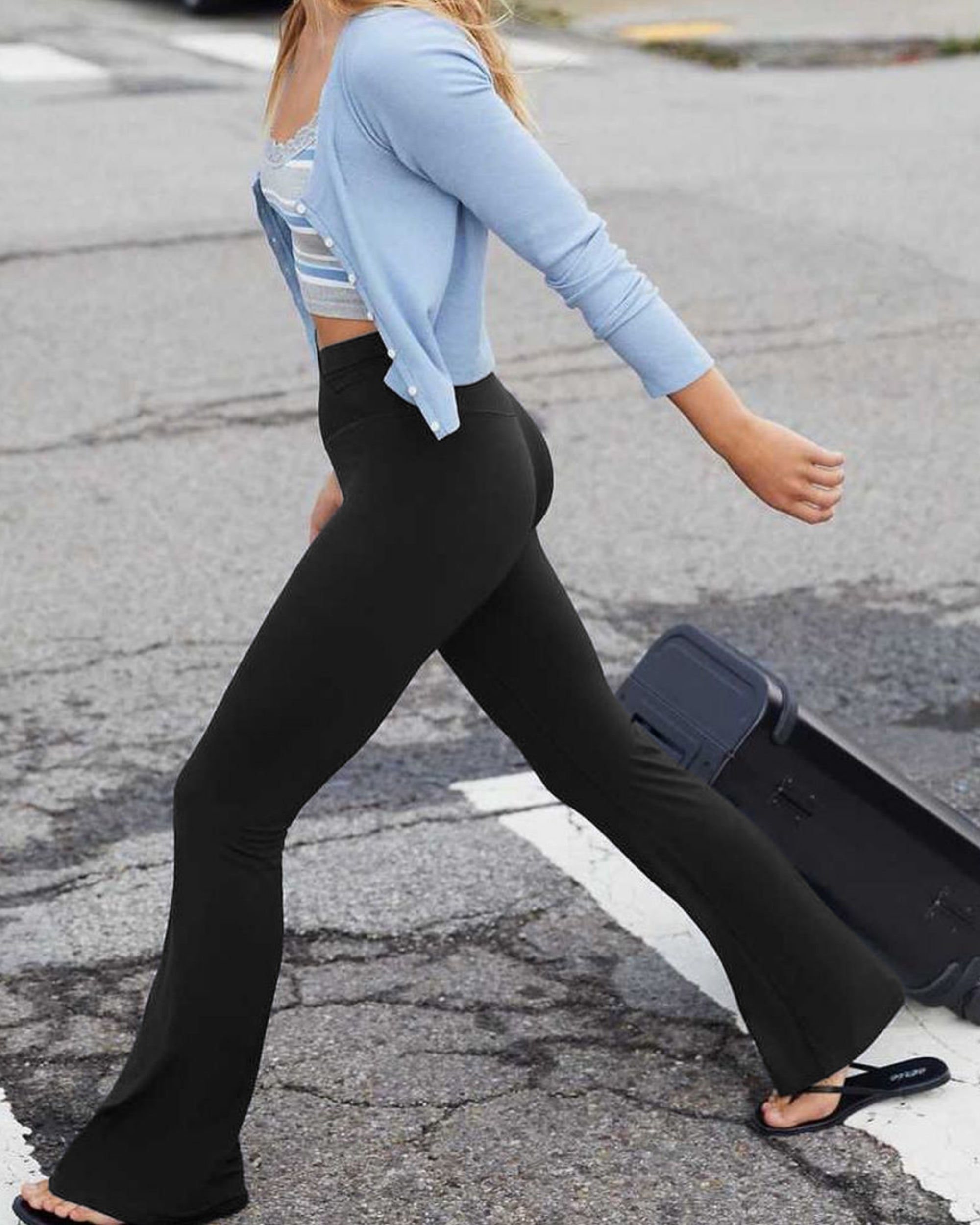 Yvyvlolo High Waisted Flare Leggings for Women Tummy Control Butt Lifting Workout Yoga Wide Leg Pants-Yvyvlolo