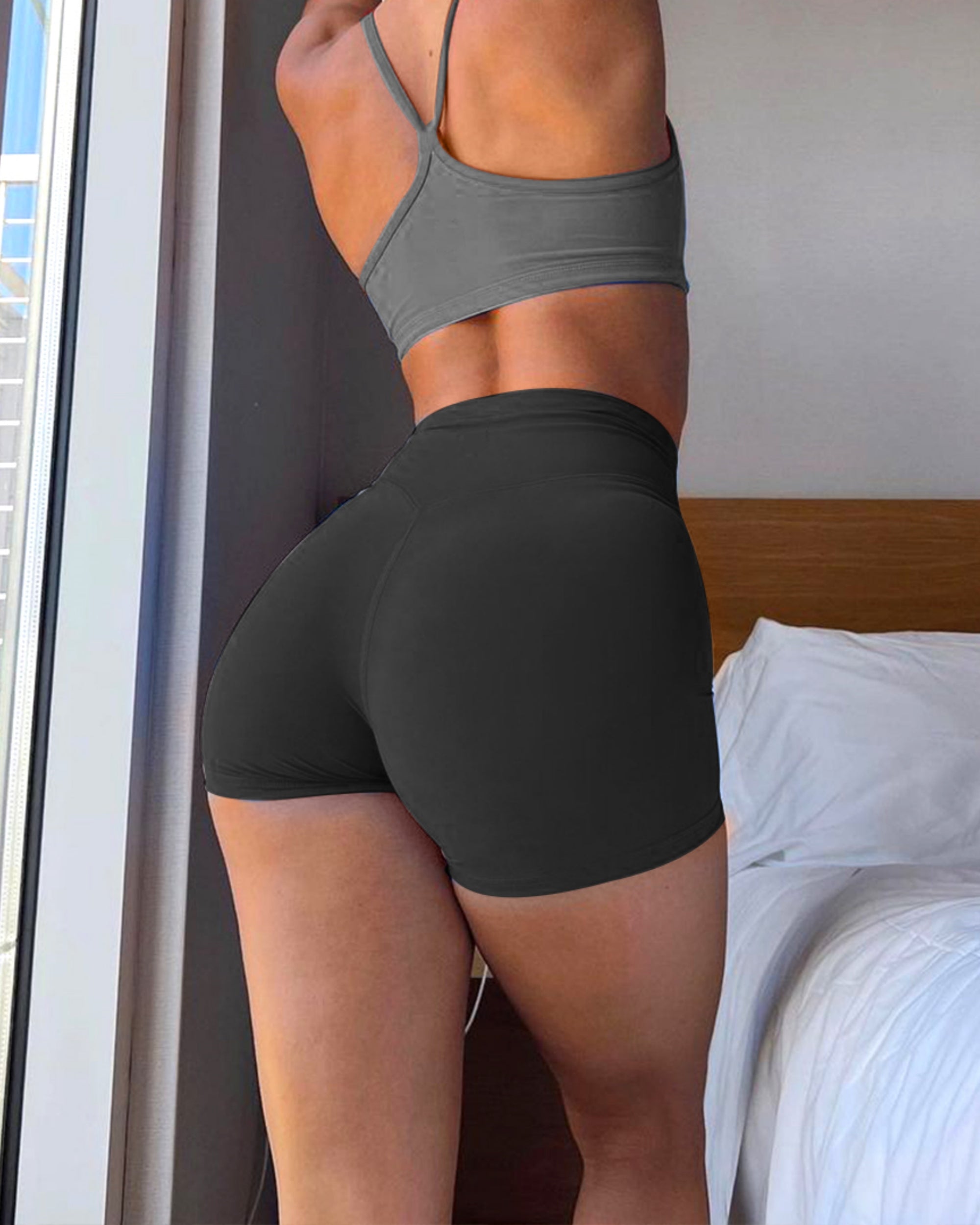 Yvyvlolo Workout Butt Lifting Shorts for Women High Waisted Seamless Gym Yoga Booty Shorts-Yvyvlolo